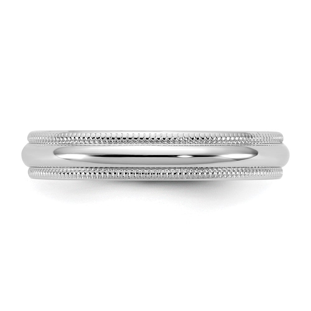 10K White Gold 10Kw 3.5mm Lightweight Milgrain Half Round Band Size 10