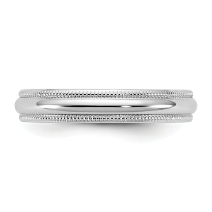10K White Gold 10Kw 3.5mm Ltw Milgrain Half Round Band Size 10.5