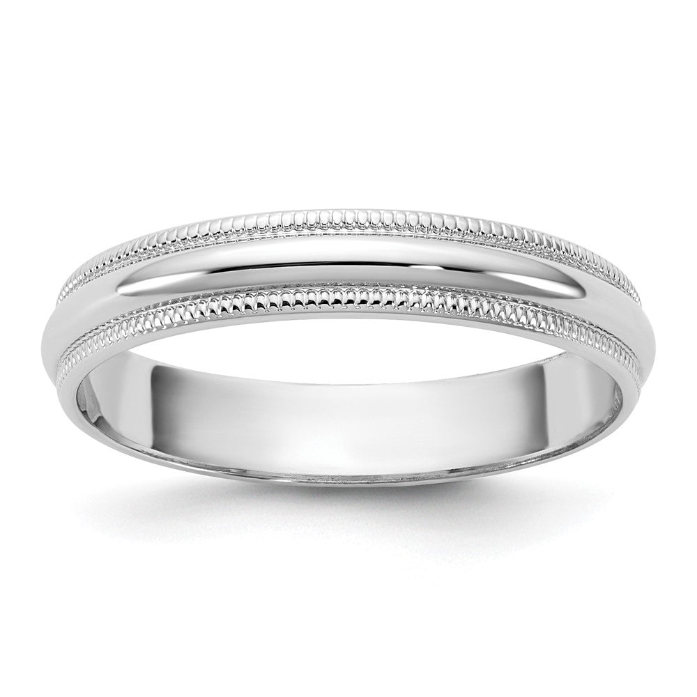 10K White Gold 10Kw 3.5mm Lightweight Milgrain Half Round Band Size 11.5