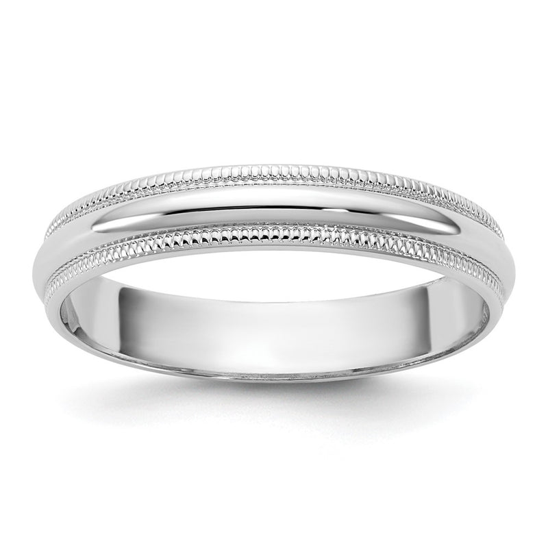 10K White Gold 10Kw 3.5mm Lightweight Milgrain Half Round Band Size 12.5