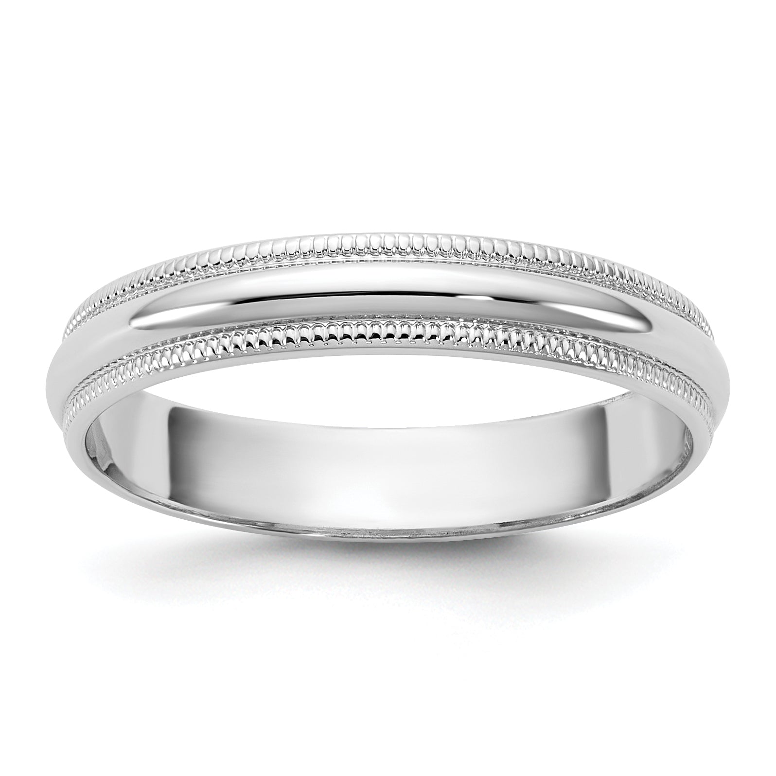 10K White Gold 10Kw 3.5mm Ltw Milgrain Half Round Band Size 10.5