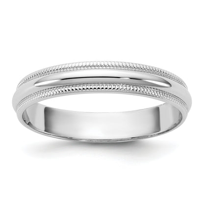 10K White Gold 10Kw 3.5mm Ltw Milgrain Half Round Band Size 10.5