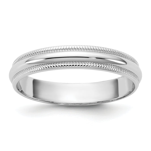 10K White Gold 10Kw 3.5mm Ltw Milgrain Half Round Band Size 10.5