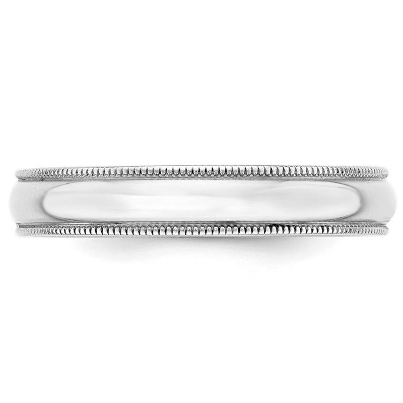 10k White Gold 4mm Lightweight Milgrain Half Round Wedding Band Ring