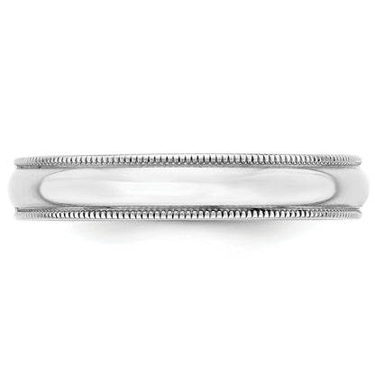 Solid 14K White Gold 4mm Light Weight Milgrain Half Round Men's/Women's Wedding Band Ring Size 10
