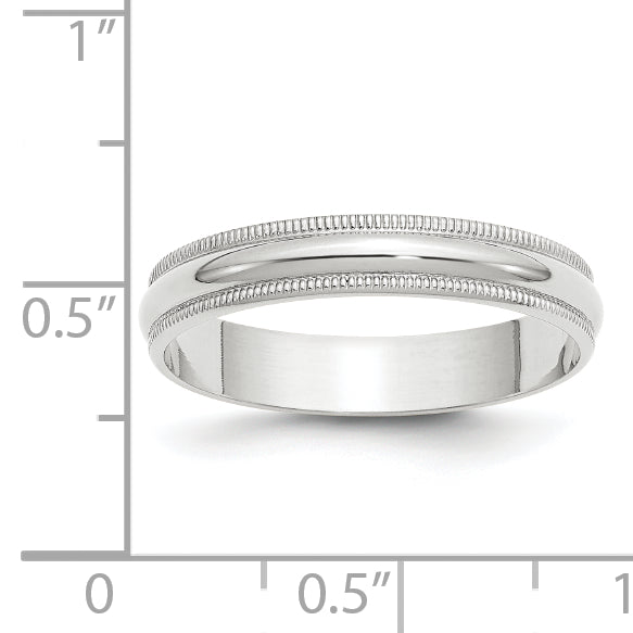 Solid 14K White Gold 4mm Light Weight Milgrain Half Round Men's/Women's Wedding Band Ring Size 10