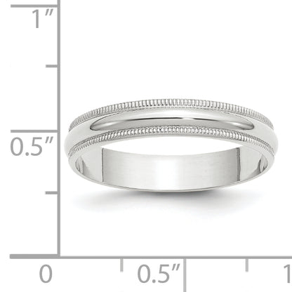 Solid 14K White Gold 4mm Light Weight Milgrain Half Round Men's/Women's Wedding Band Ring Size 10