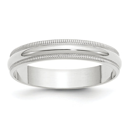 Solid 14K White Gold 4mm Light Weight Milgrain Half Round Men's/Women's Wedding Band Ring Size 10