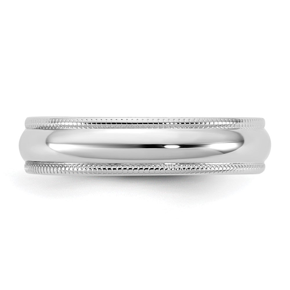 10K White Gold 10Kw 4.5mm Lightweight Milgrain Half Round Band Size 11.5