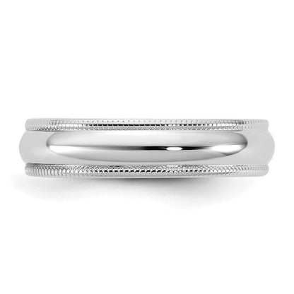 10K White Gold 10Kw 4.5mm Lightweight Milgrain Half Round Band Size 11.5