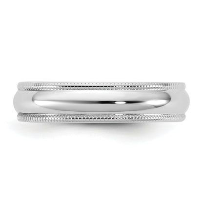 10K White Gold 10Kw 4.5mm Ltw Milgrain Half Round Band Size 13.5