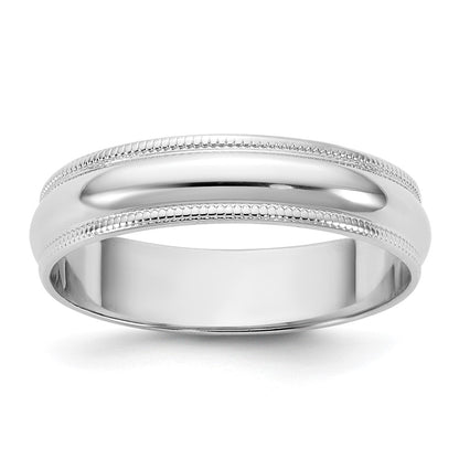 10K White Gold 10Kw 4.5mm Lightweight Milgrain Half Round Band Size 14