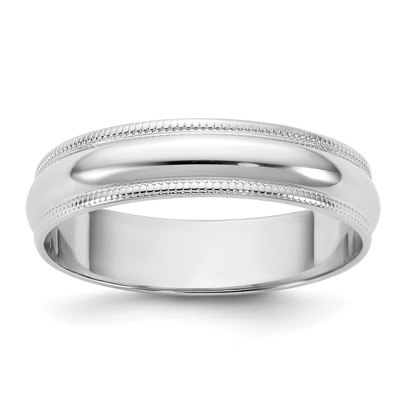 10K White Gold 10Kw 4.5mm Lightweight Milgrain Half Round Band Size 13.5