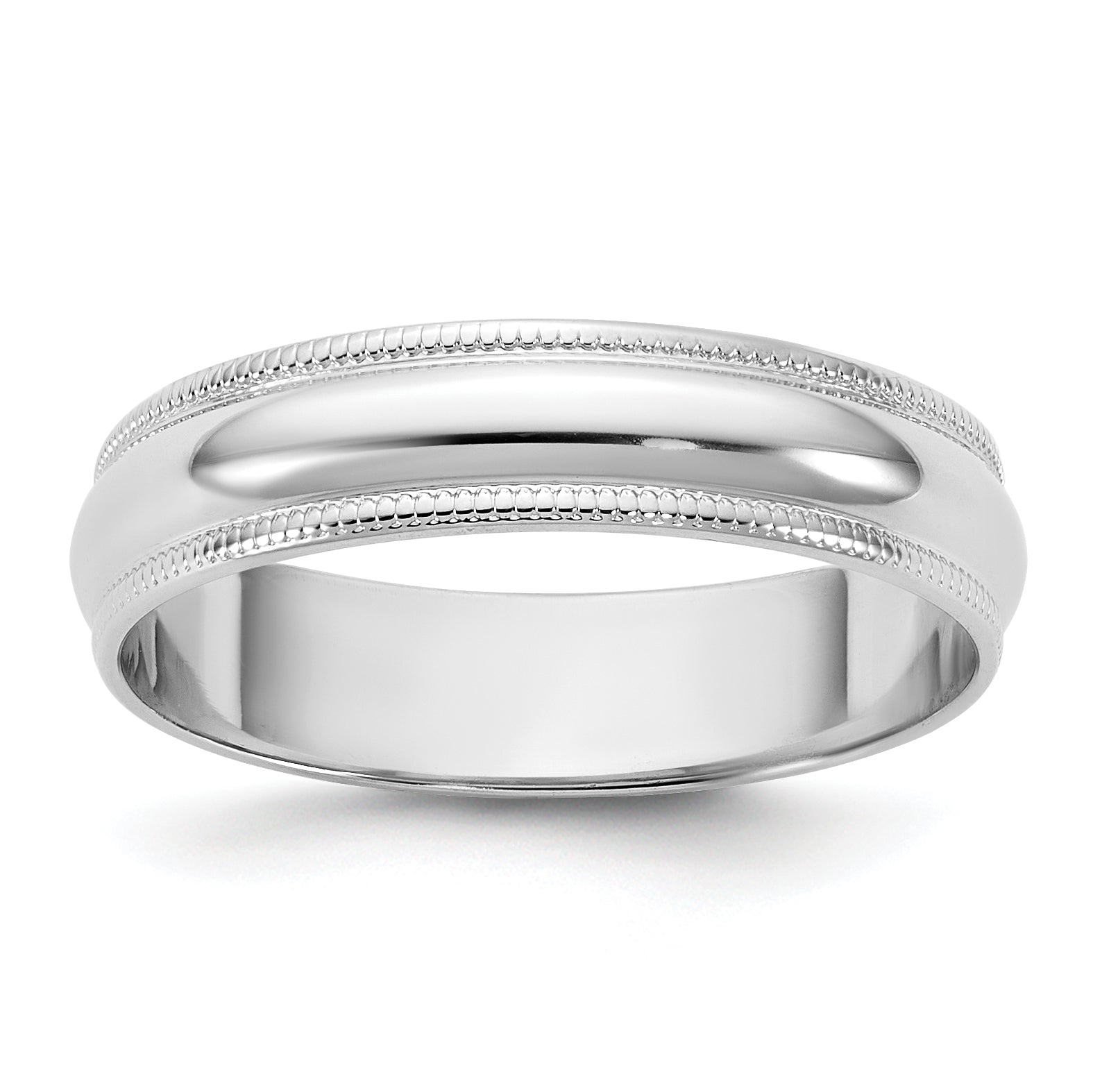 10K White Gold 10Kw 4.5mm Ltw Milgrain Half Round Band Size 13.5