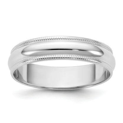 10K White Gold 10Kw 4.5mm Ltw Milgrain Half Round Band Size 13.5