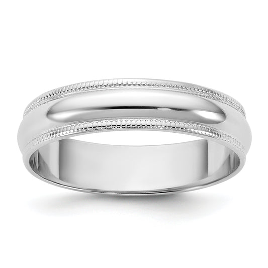 10K White Gold 10Kw 4.5mm Ltw Milgrain Half Round Band Size 13.5
