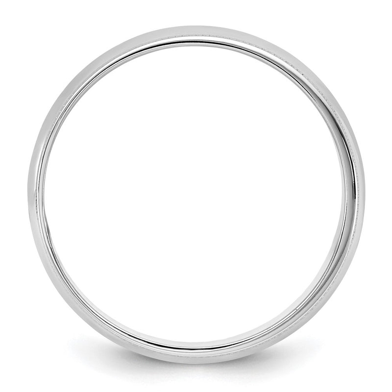 10K White Gold 10Kw 5.5mm Lightweight Milgrain Half Round Band Size 8.5