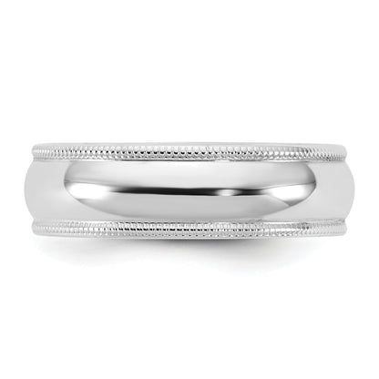 10K White Gold 10Kw 5.5mm Ltw Milgrain Half Round Band Size 8