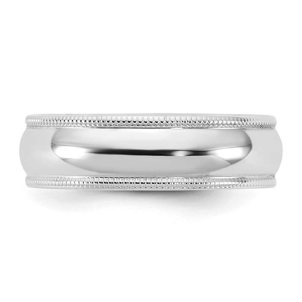 10K White Gold 10Kw 5.5mm Lightweight Milgrain Half Round Band Size 12.5