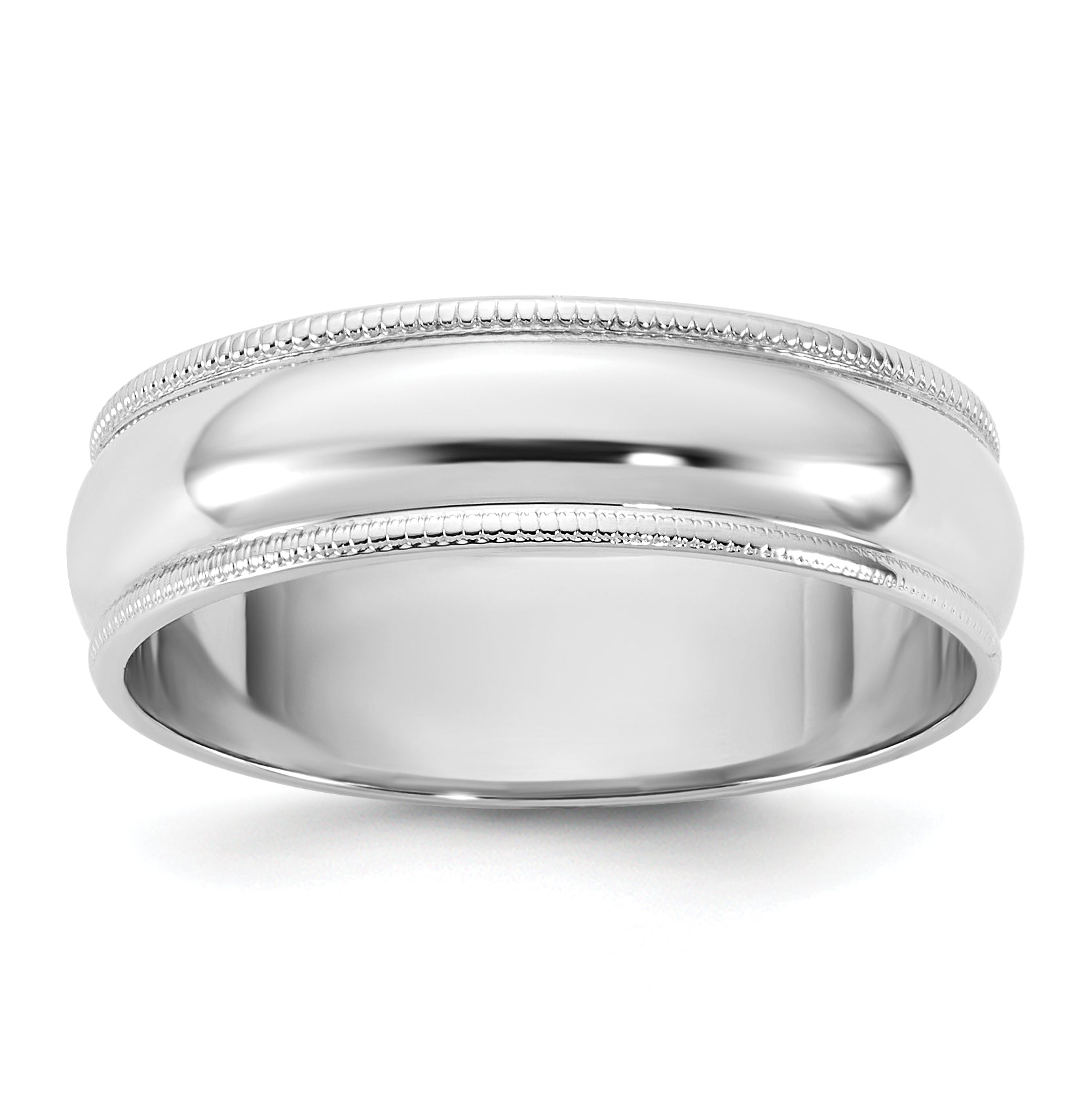 10K White Gold 10Kw 5.5mm Ltw Milgrain Half Round Band Size 14