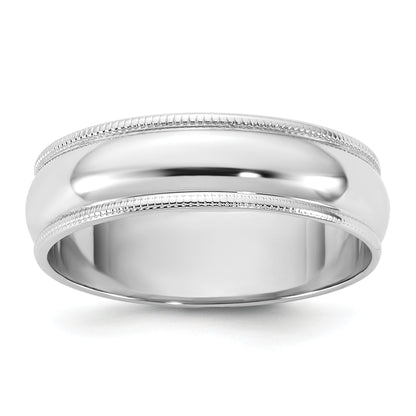 10K White Gold 10Kw 5.5mm Ltw Milgrain Half Round Band Size 14