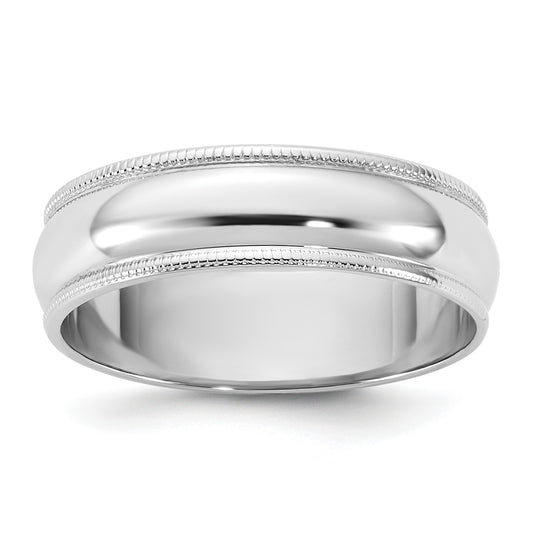 10K White Gold 10Kw 5.5mm Ltw Milgrain Half Round Band Size 14