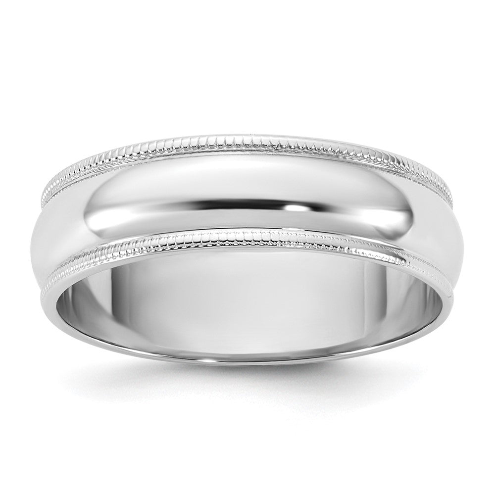 10K White Gold 10Kw 5.5mm Lightweight Milgrain Half Round Band Size 13