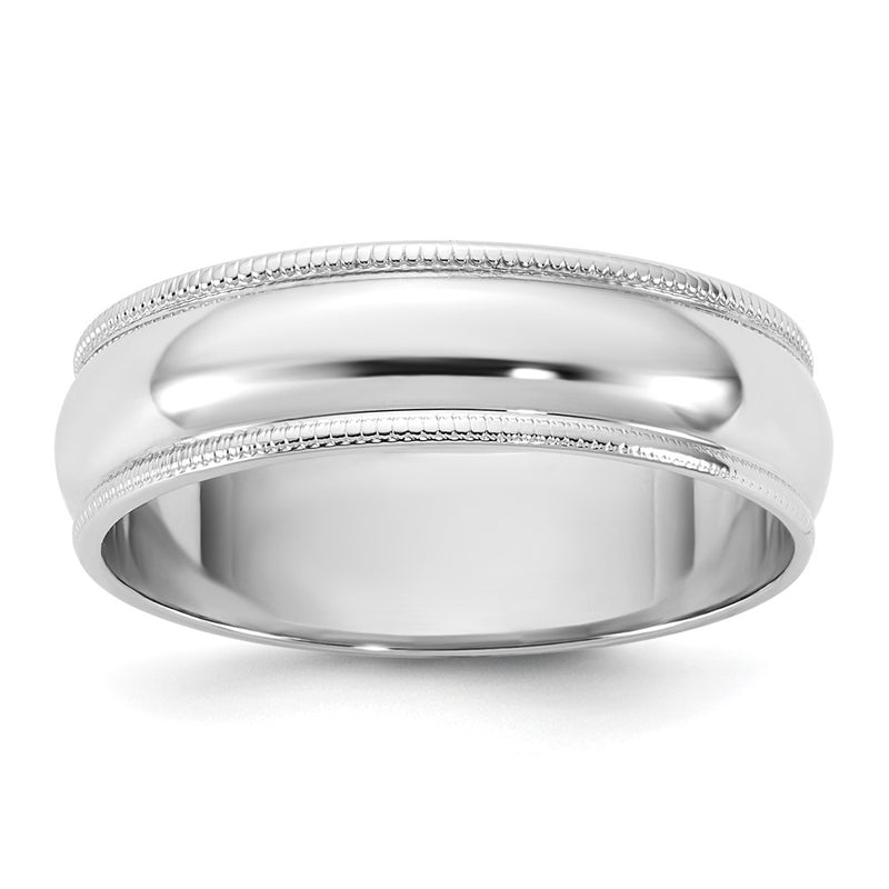 10K White Gold 10Kw 5.5mm Lightweight Milgrain Half Round Band Size 11.5