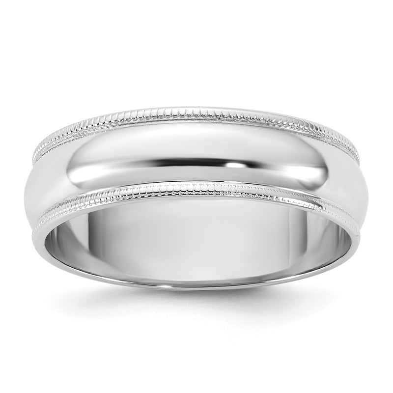 10K White Gold 10Kw 5.5mm Lightweight Milgrain Half Round Band Size 10.5