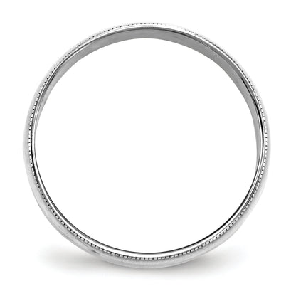 Solid 14K White Gold 6mm Light Weight Milgrain Half Round Men's/Women's Wedding Band Ring Size 6