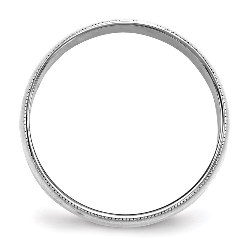 14k White Gold 6mm Lightweight Milgrain Half Round Wedding Band Ring