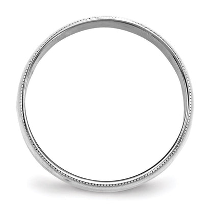 18k White Gold 6mm Lightweight Milgrain Half Round Wedding Band Ring