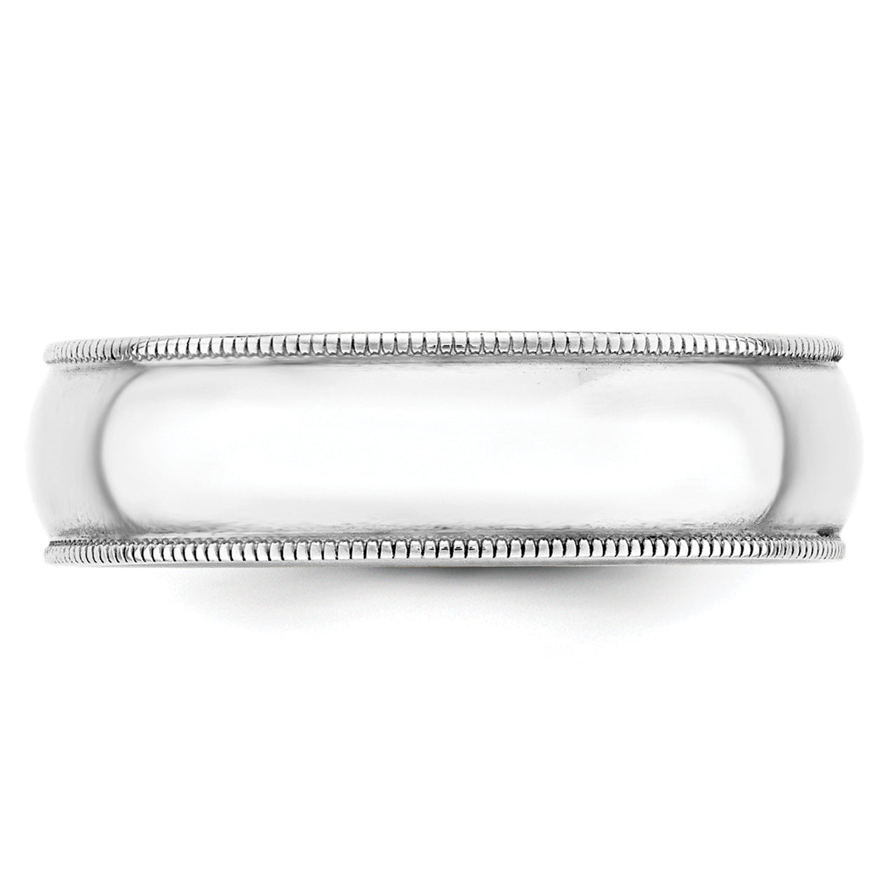 Solid 14K White Gold 6mm Light Weight Milgrain Half Round Men's/Women's Wedding Band Ring Size 6