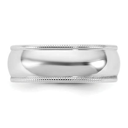 10K White Gold 10Kw 6.5mm Ltw Milgrain Half Round Band Size 7