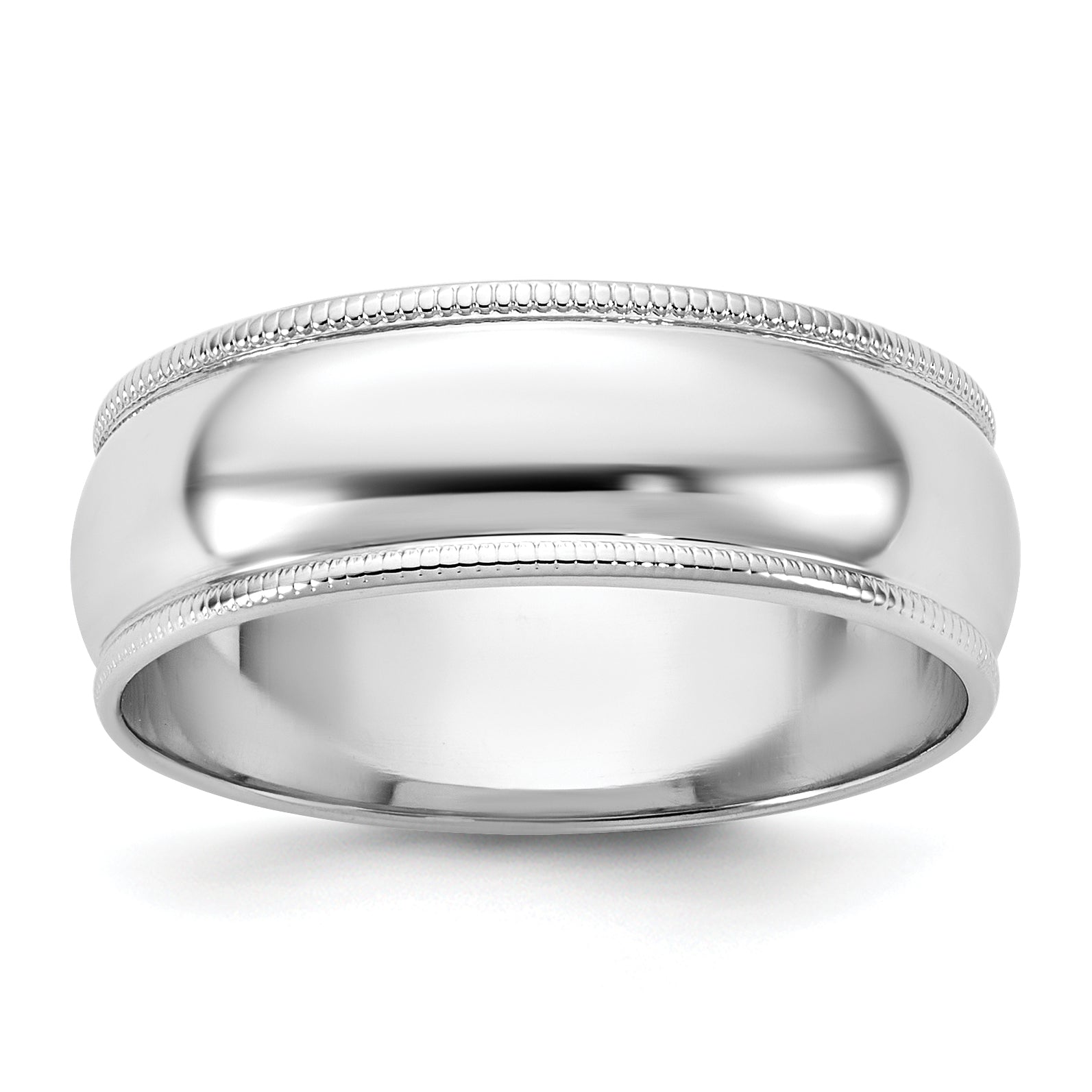 10K White Gold 10Kw 6.5mm Ltw Milgrain Half Round Band Size 8.5