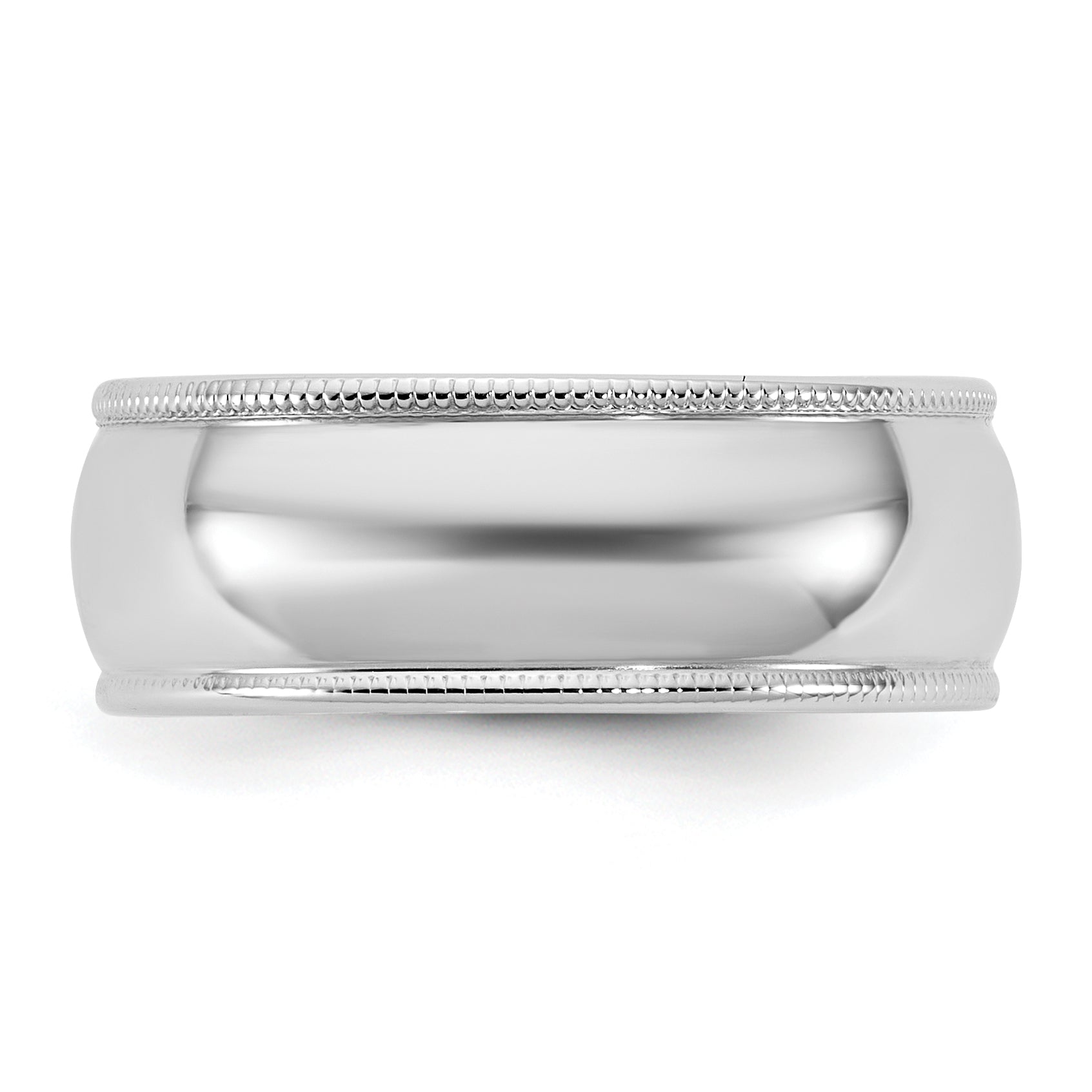10K White Gold 10Kw 7mm Ltw Milgrain Half Round Band Size 8.5
