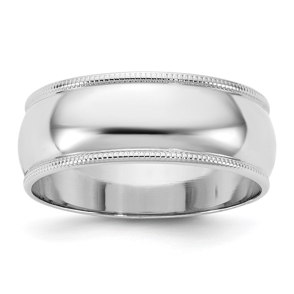10K White Gold 10Kw 7mm Lightweight Milgrain Half Round Band Size 11.5