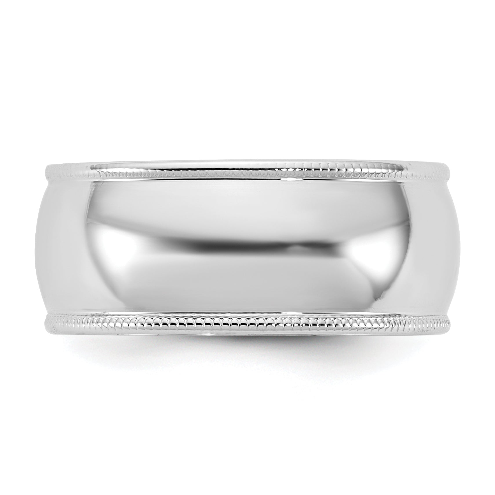 10K White Gold 10Kw 8mm Lightweight Milgrain Half Round Band Size 13.5
