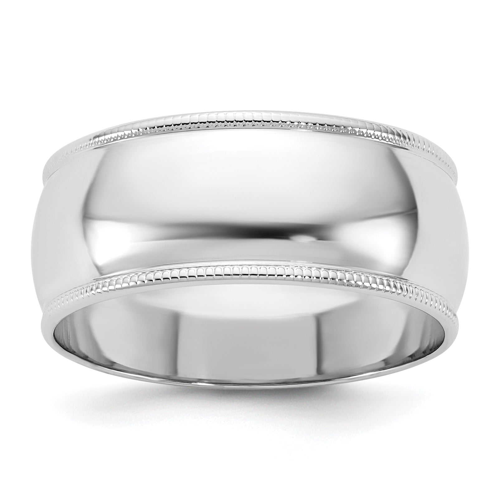 10K White Gold 10Kw 8mm Lightweight Milgrain Half Round Band Size 11.5