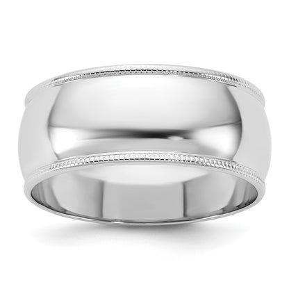 10K White Gold 10Kw 8mm Lightweight Milgrain Half Round Band Size 11.5