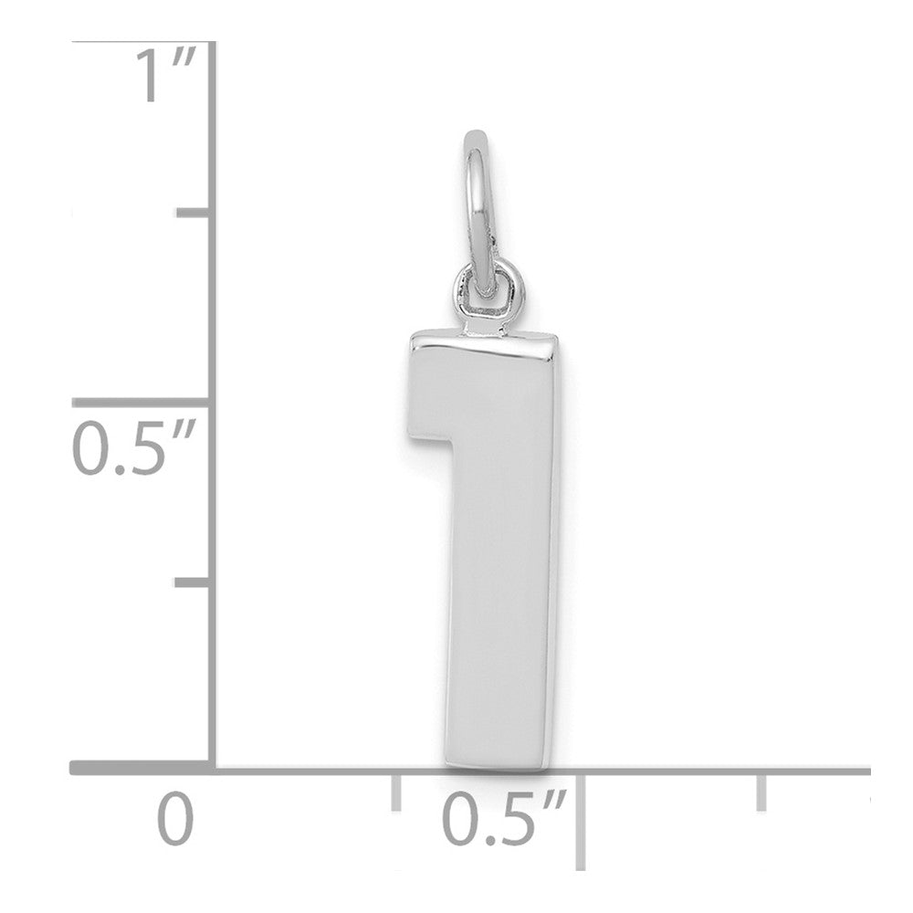 14k White Gold 14kw  Medium Polished Number 1 Charm