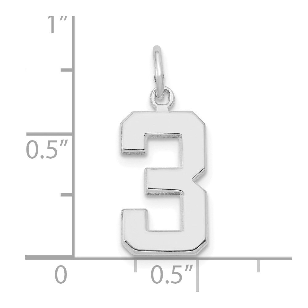 14k White Gold 14kw  Medium Polished Number 3 Charm