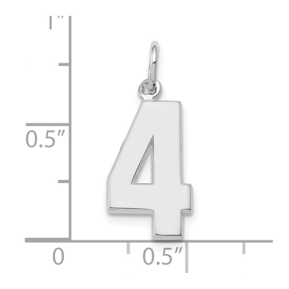 14k White Gold 14kw  Medium Polished Number 4 Charm