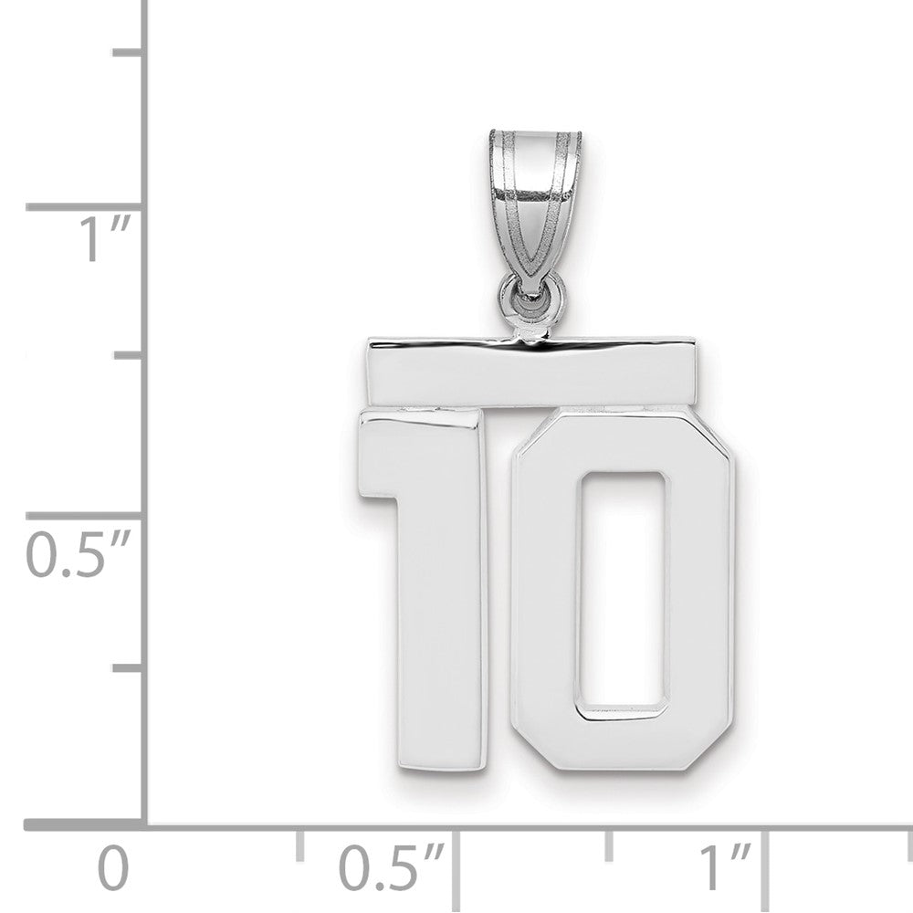 14k White Goldw Medium Polished Number 10 Charm