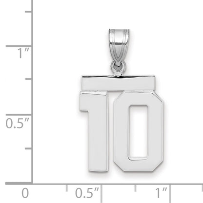 14k White Goldw Medium Polished Number 10 Charm