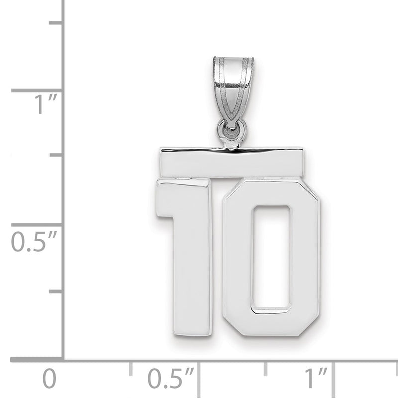 14k White Goldw Medium Polished Number 10 Charm