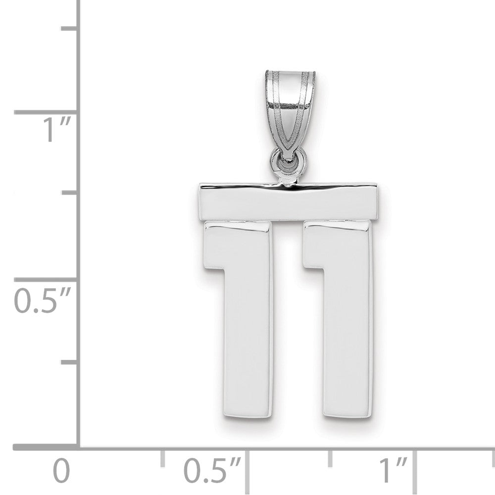 14k White Goldw Medium Polished Number 11 Charm