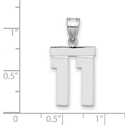 14k White Goldw Medium Polished Number 11 Charm