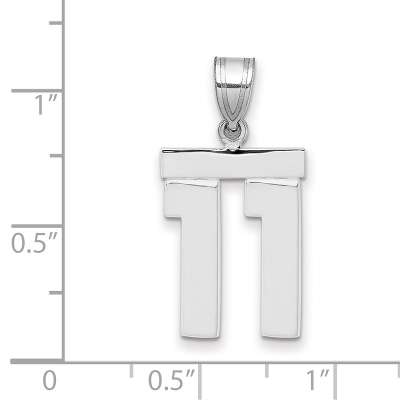 14k White Goldw Medium Polished Number 11 Charm