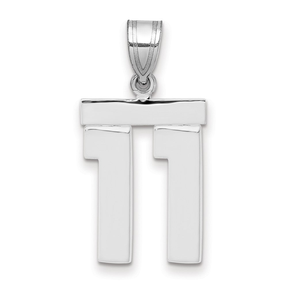 14k White Goldw Medium Polished Number 11 Charm